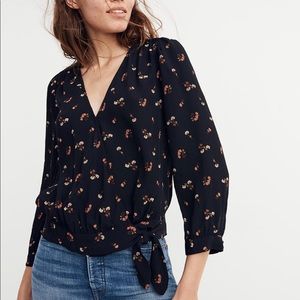 Madewell Wrap Top in Flower Toss, size XS